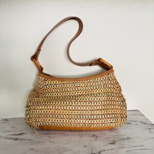 Fossil Woven Straw Hobo Handbag